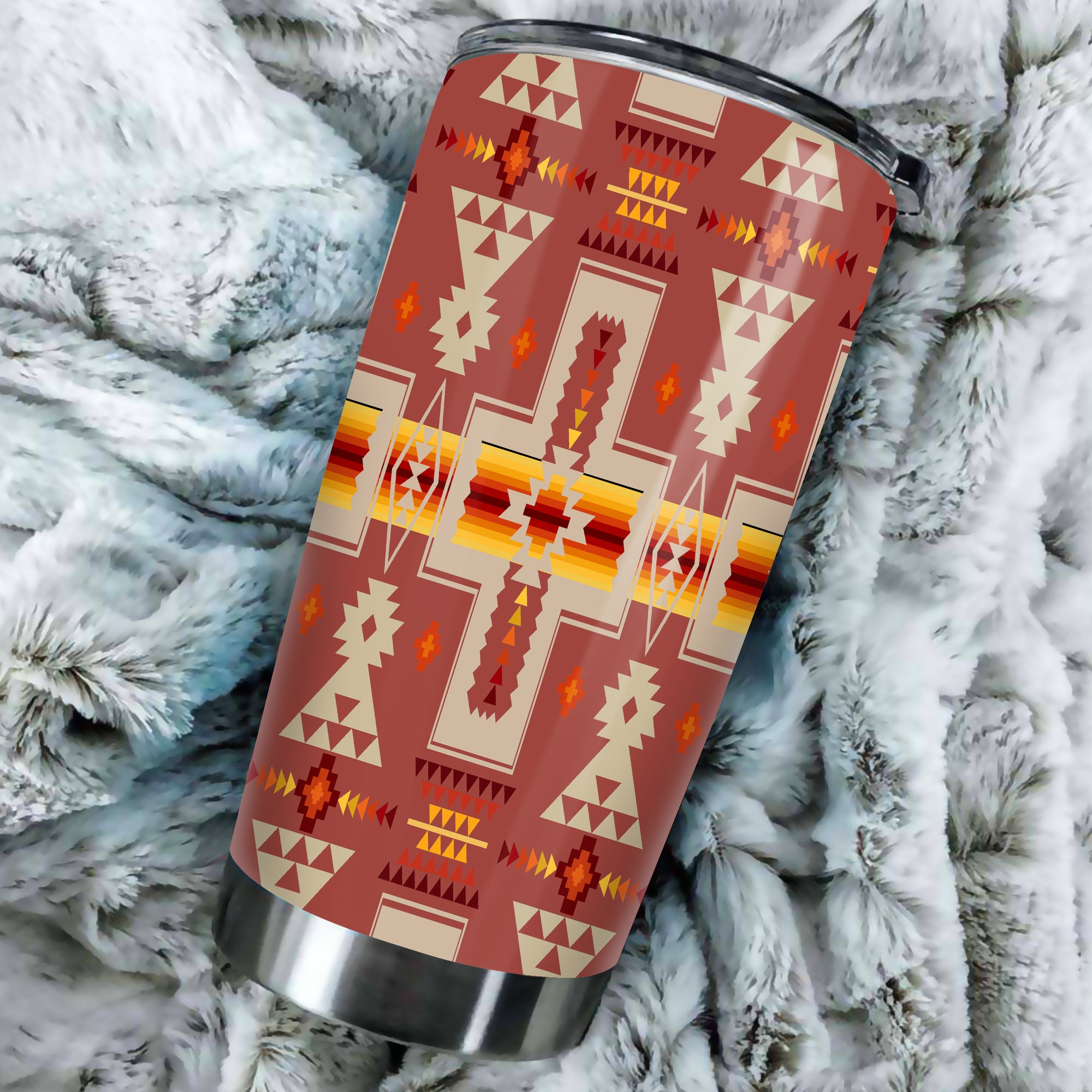 GB-NAT00062-11 Tan Tribe Design Native American 20oz Tumbler - Powwow Store