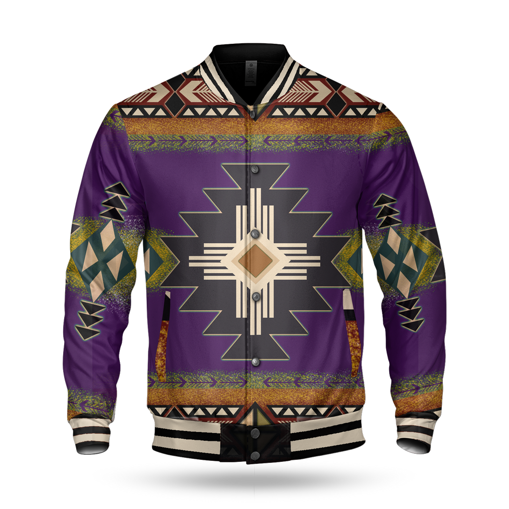 Powwow StoreGBNAT000104 Southwest Purple Symbol   Baseball Jacket