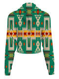 GB-NAT00062-08 Green Tribe Design Native American Crop Hoodie