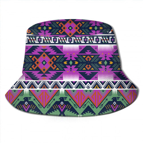 Powwow StoreGBNAT0007102 Light Purple Tribe Design Bucket Hat