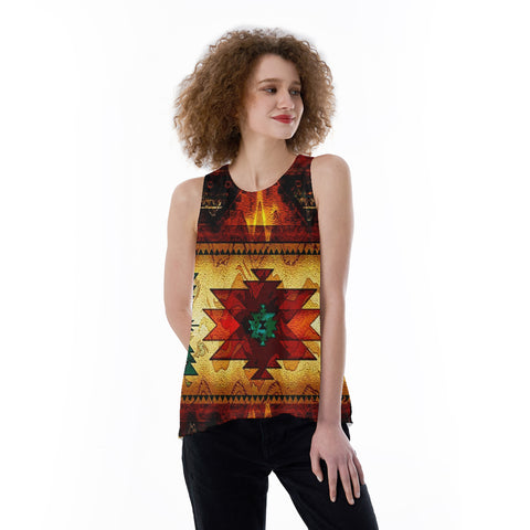 Powwow StoreGBNAT00068 Native Pattern 3D Loose Open Back Tank Top