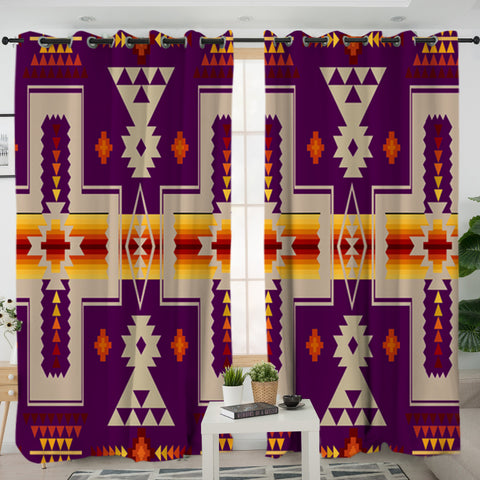 GB-NAT00062-09 Dark Purple Design Native Living Room Curtain