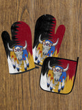 Powwow Store gb nat00329 color bison native american oven mitts and potholder set