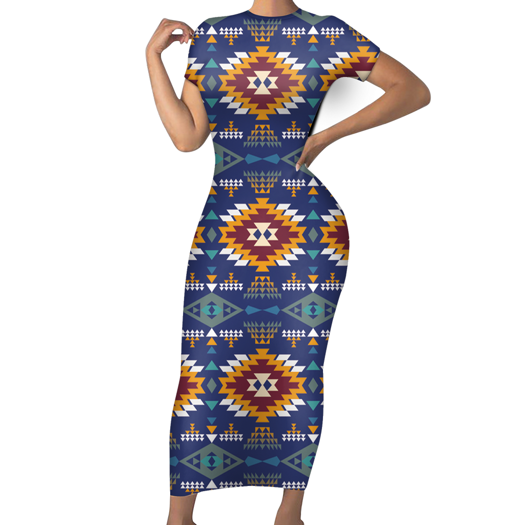 SBD0001 Pattern Native Short-Sleeved Body Dress
