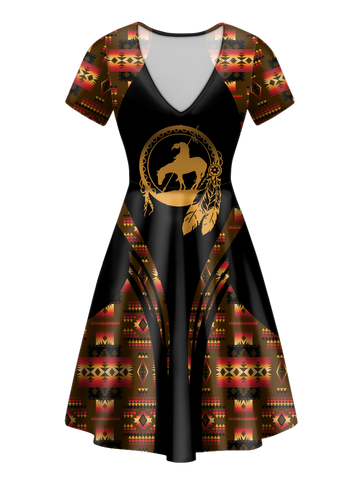 V-ND0019 Pattern Native V-Neck Dress