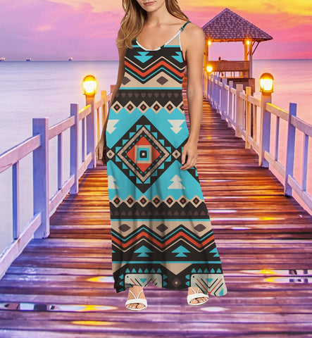 GB-NAT00319 Tribe Design Native American Maxi Dress