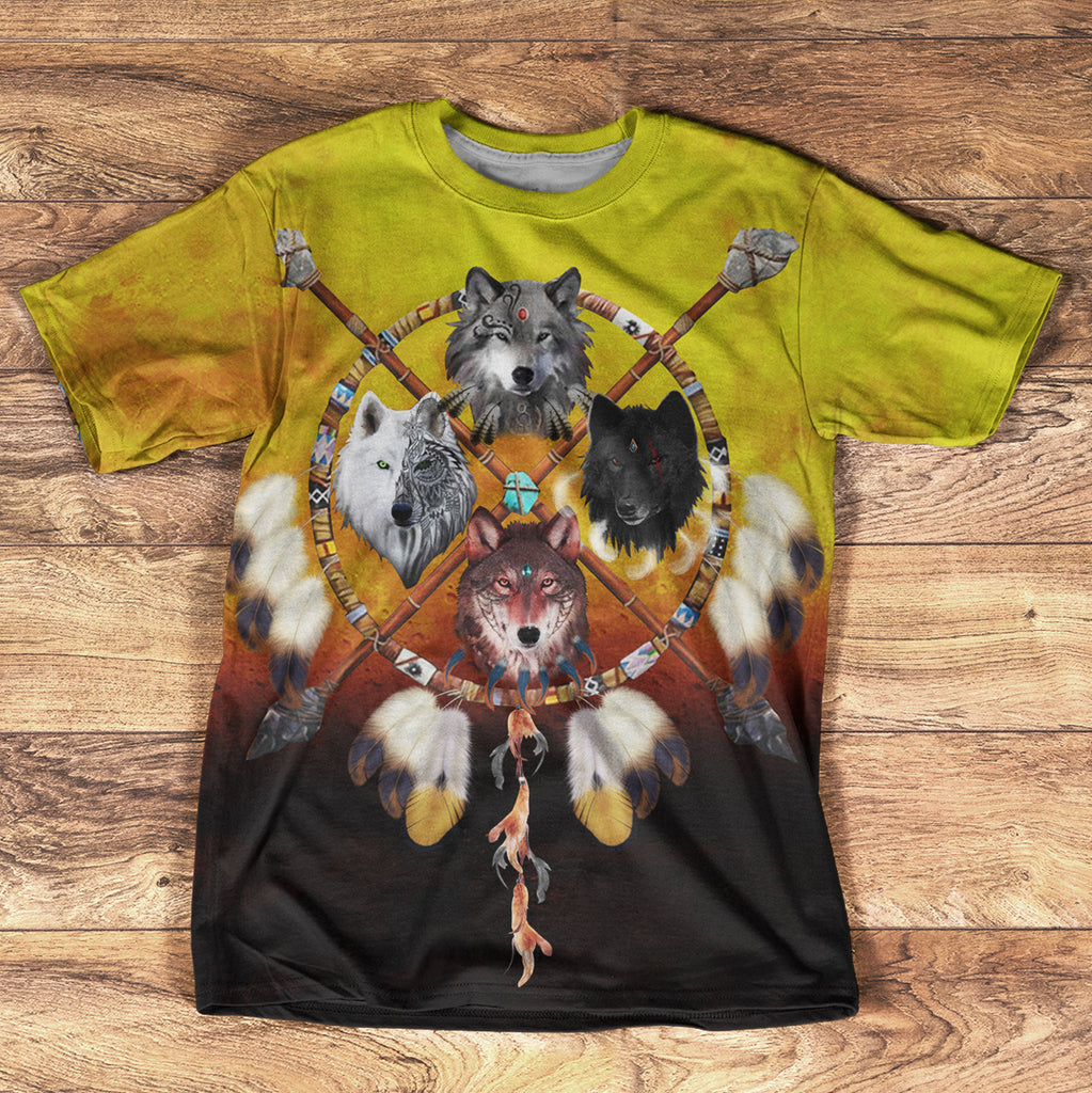 GB-NAT00120 Wolves Warrior Native 3D Tshirt - Powwow Store