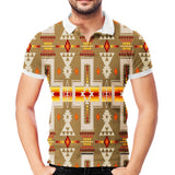 GB-NAT00062-10 Light Brown Tribe Design Native American Polo T-Shirt 3D