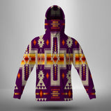 GB-NAT00062-09 Dark Purple Tribe Design Native American 3D Hoodie With Mask