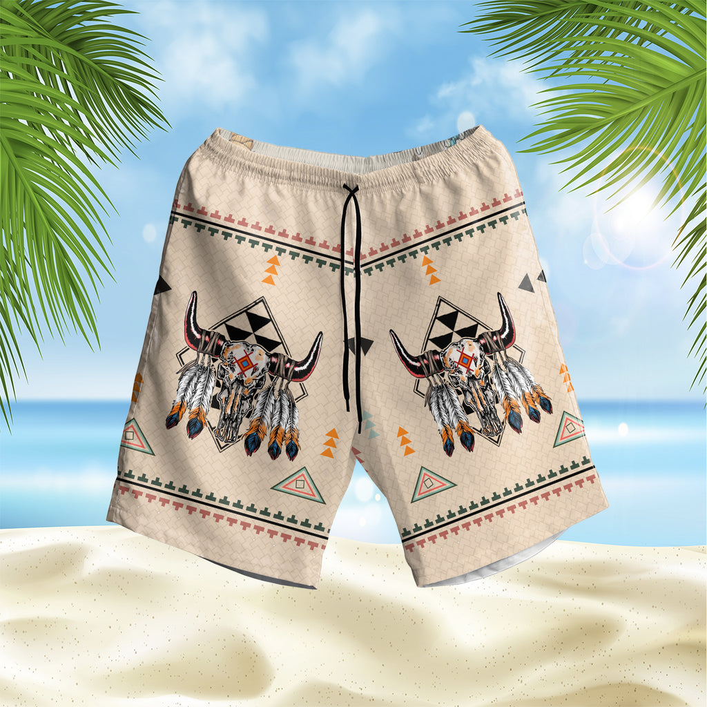 Powwow Store gb nat00082 pride bison hawaiian shorts