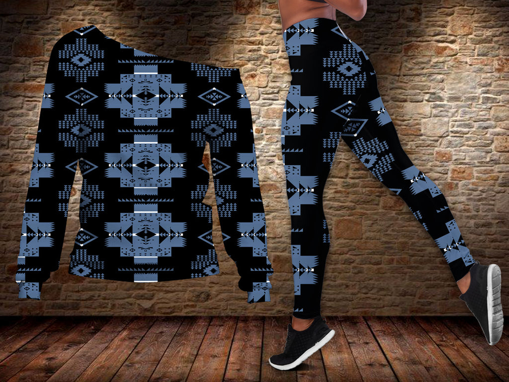 Powwow StoreGBNAT0072005 Tribe Design Native American Offshoulder Sweater Legging Set