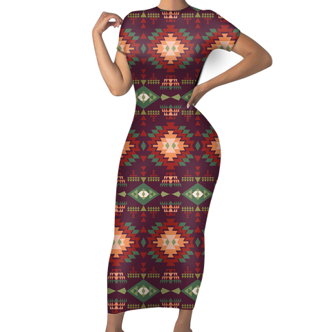 SBD0001 Pattern Native Short-Sleeved Body Dress