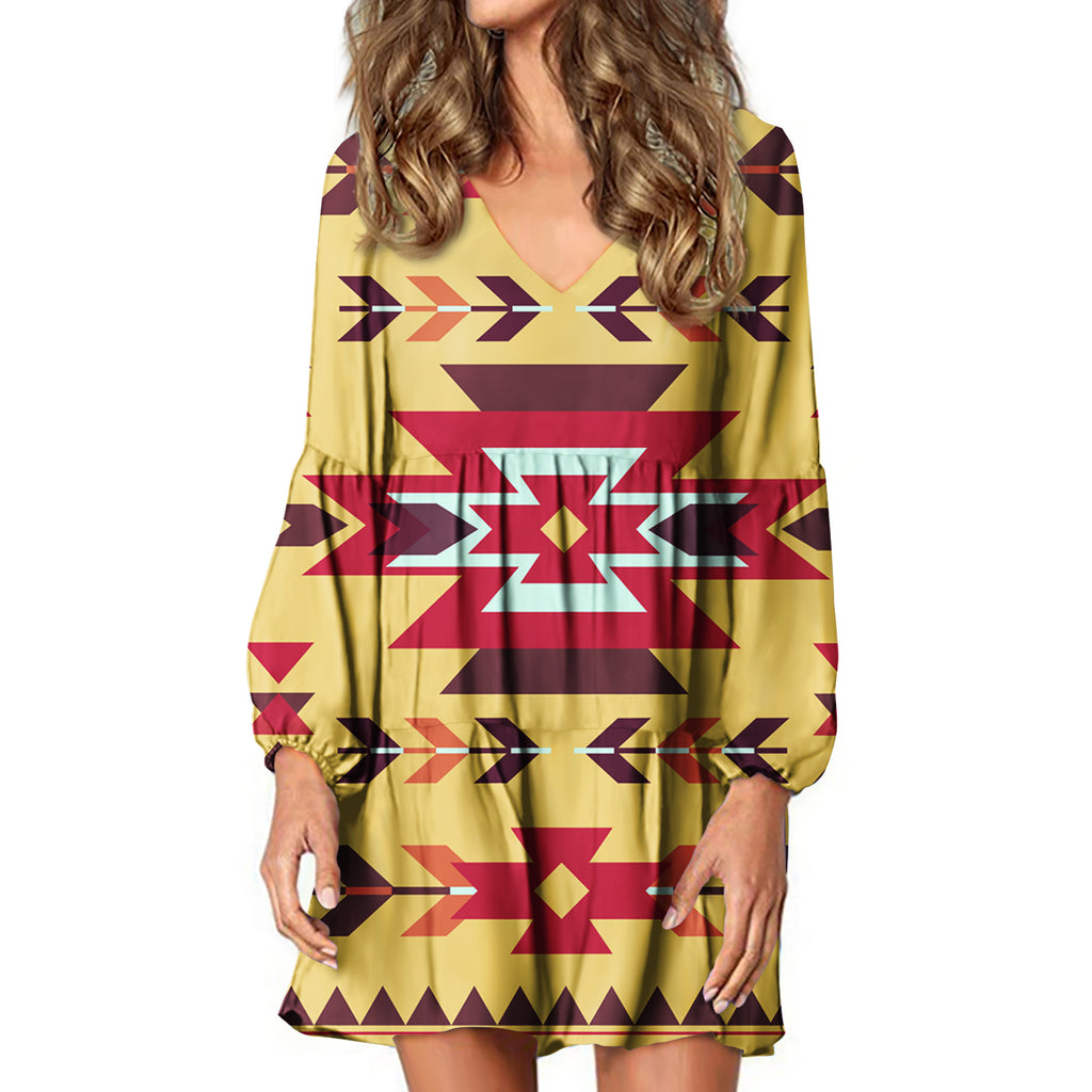 GB-NAT00515 Vector Tribal Native Swing Dress