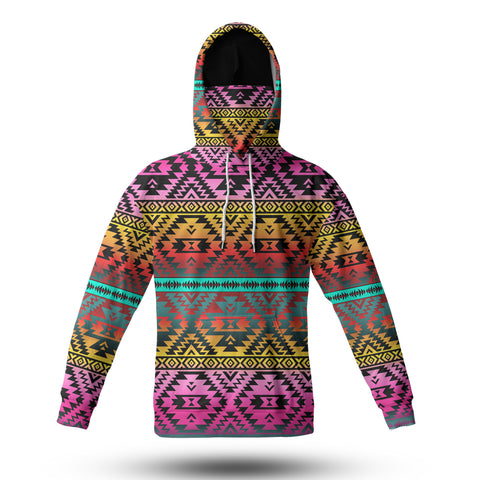 Powwow StoreGBNAT00689 Pattern Native 3D Hoodie With Mask