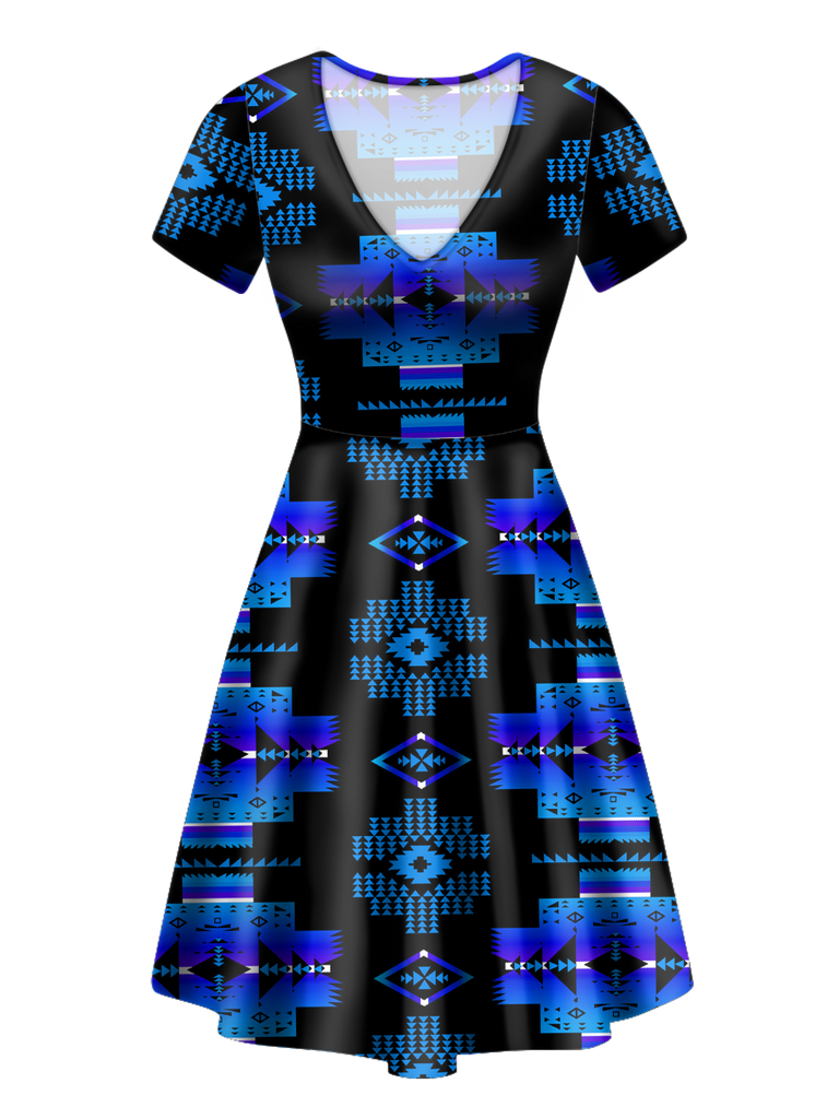 GB-NAT00720-02 Pattern Native V-Neck Dress
