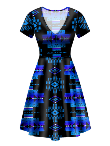 GB-NAT00720-02 Pattern Native V-Neck Dress