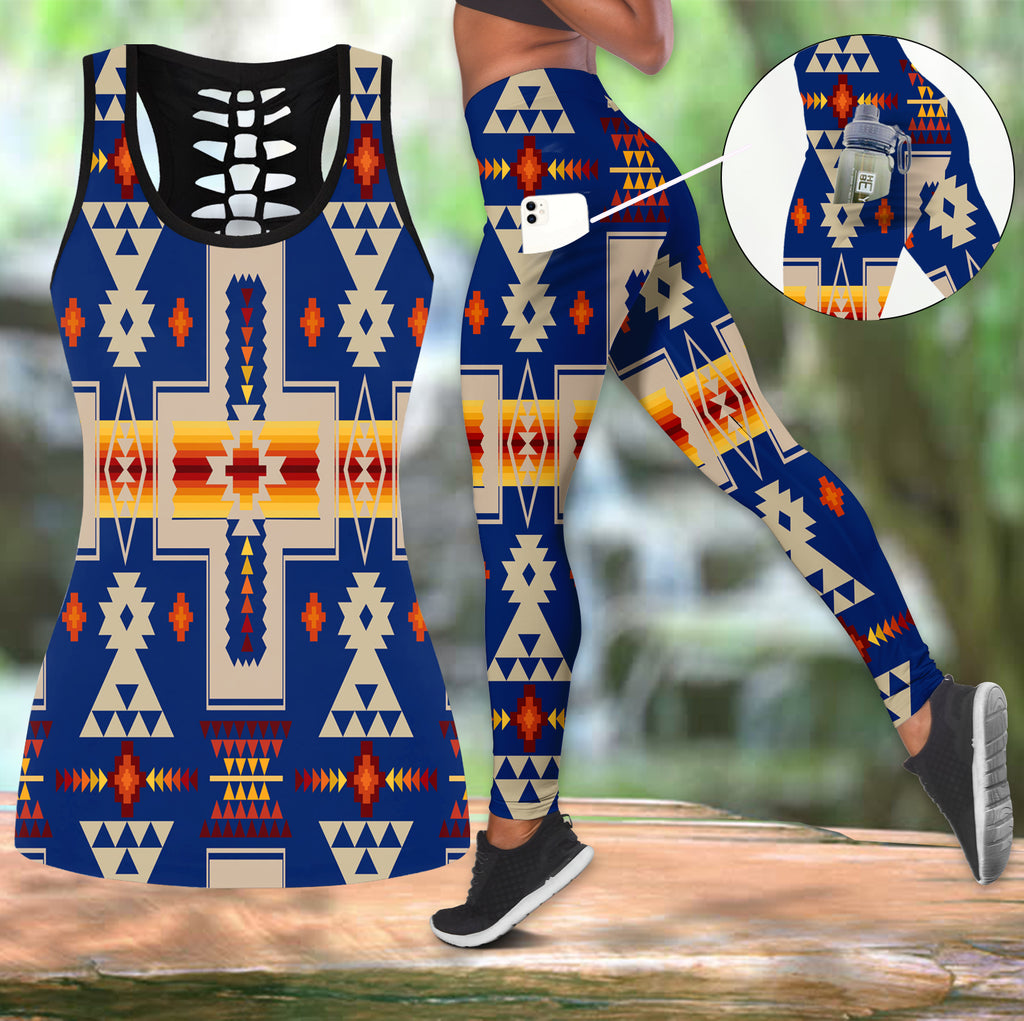 Powwow StoreGBNAT0006204 Native Tribes Pattern Native Tank Top And Legging Pocket Set