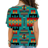 Powwow Store gb nat00046 blue native tribes pattern native american cross shoulder shirt