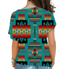 GB-NAT00046 Blue Native Tribes Pattern Native American Cross Shoulder Shirt - Powwow Store