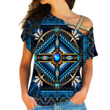 GB-NAT00083 Naumaddic Arts Blue Native American Cross Shoulder Shirt