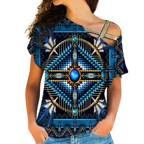 Powwow Store gb nat00083 naumaddic arts blue native american cross shoulder shirt