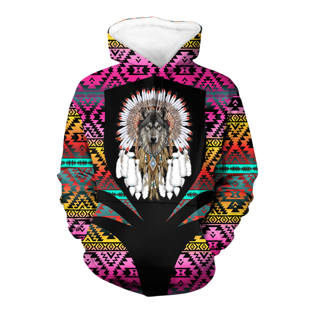 Powwow StoreHD000352 Pattern Native Pride 3D Hoodie