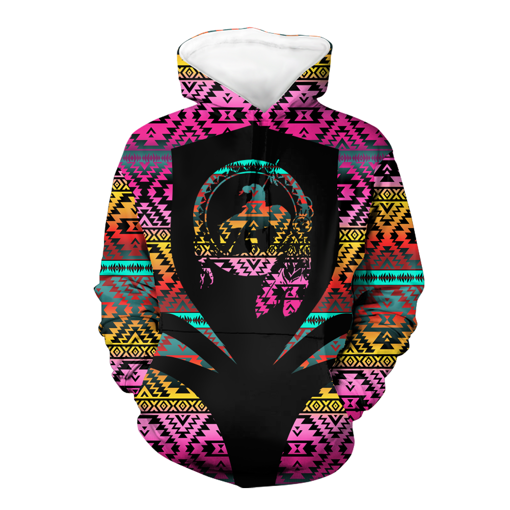 Powwow StoreHD000351 Pattern Native Pride 3D Hoodie