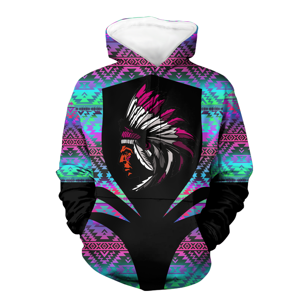 Powwow StoreHD000347 Pattern Native Pride 3D Hoodie