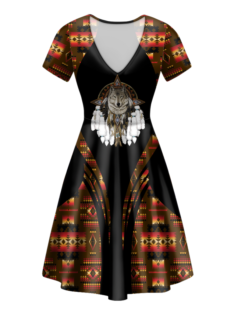 V-ND0018 Pattern Native V-Neck Dress