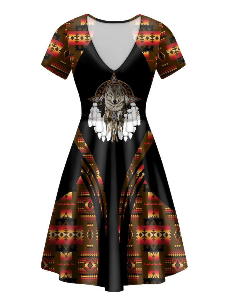 Powwow StoreVND0018 Pattern Native VNeck Dress