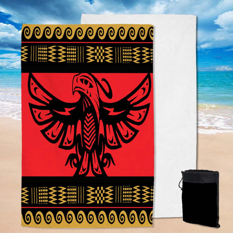 GB-NAT00048-01 Red Phoenix Native American Pool Beach Towel