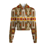 GB-NAT00062-10 Light Brown Tribe Design Native American Crop Hoodie