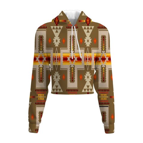 Powwow Store gb nat00062 10 light brown tribe design native american crop hoodie