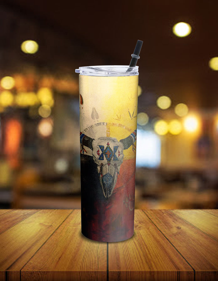 Powwow Store gb nat00025 bison medicine wheels native american skinny tumbler