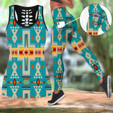 Powwow StoreGBNAT0006205 Native Tribes Pattern Native Tank Top And Legging Pocket Set