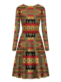 Powwow Store gb nat00046 08 brown native pattern long sleeve dress