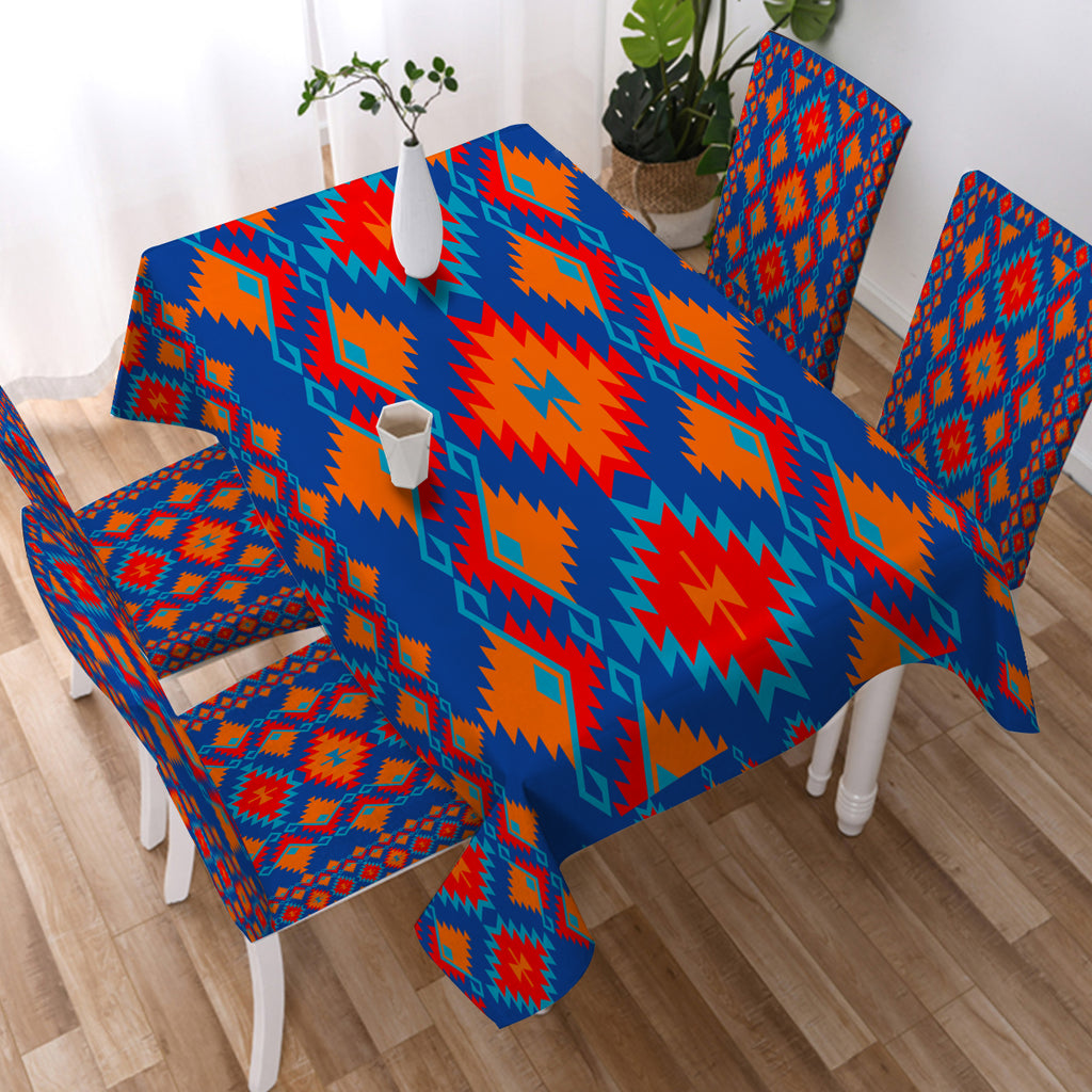 GB-NAT00520 Red & Yellow Geometric Pattern Design Tablecloth