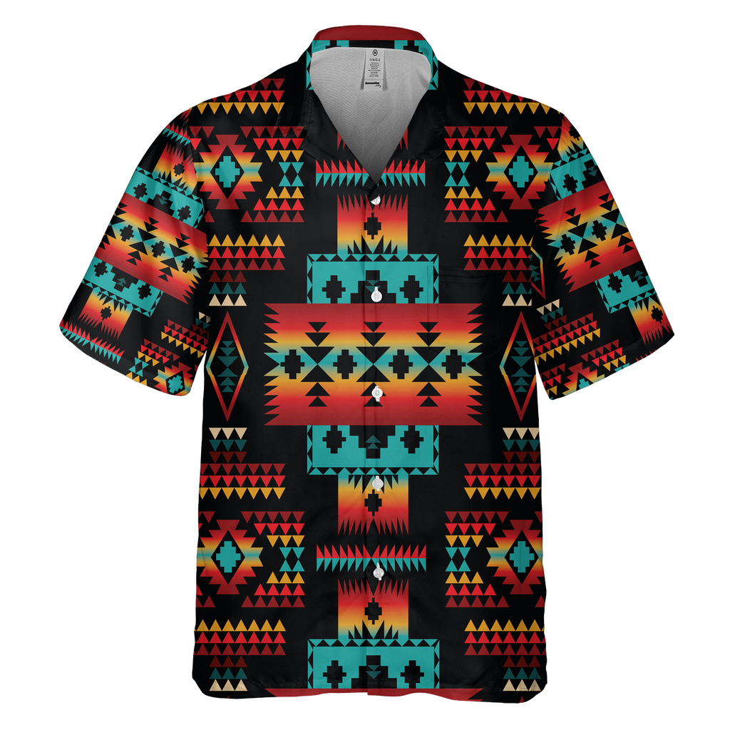 GB-NAT00046-02 Black Native Tribes Pattern Native American Hawaiian Shirt 3D