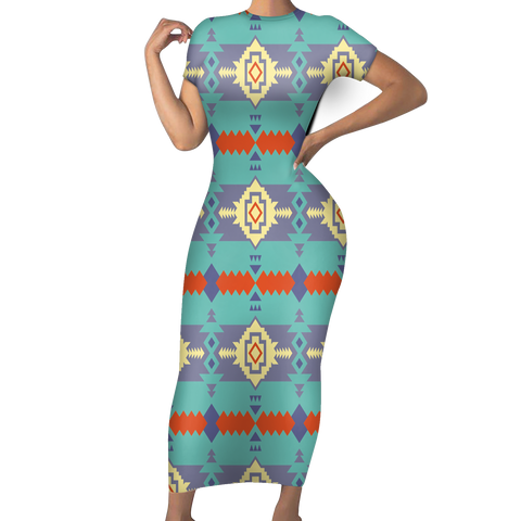 SBD0002 Pattern Native Short-Sleeved Body Dress