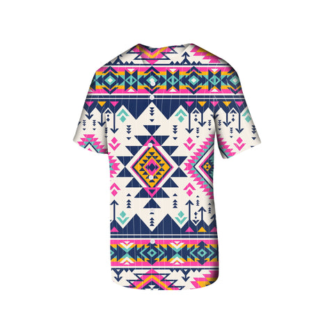 GB-NAT00316 Pink Pattern Native American Baseball Jersey