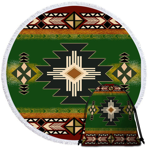 Powwow Store gb nat0001 01 southwest green symbol beach blanket bag set