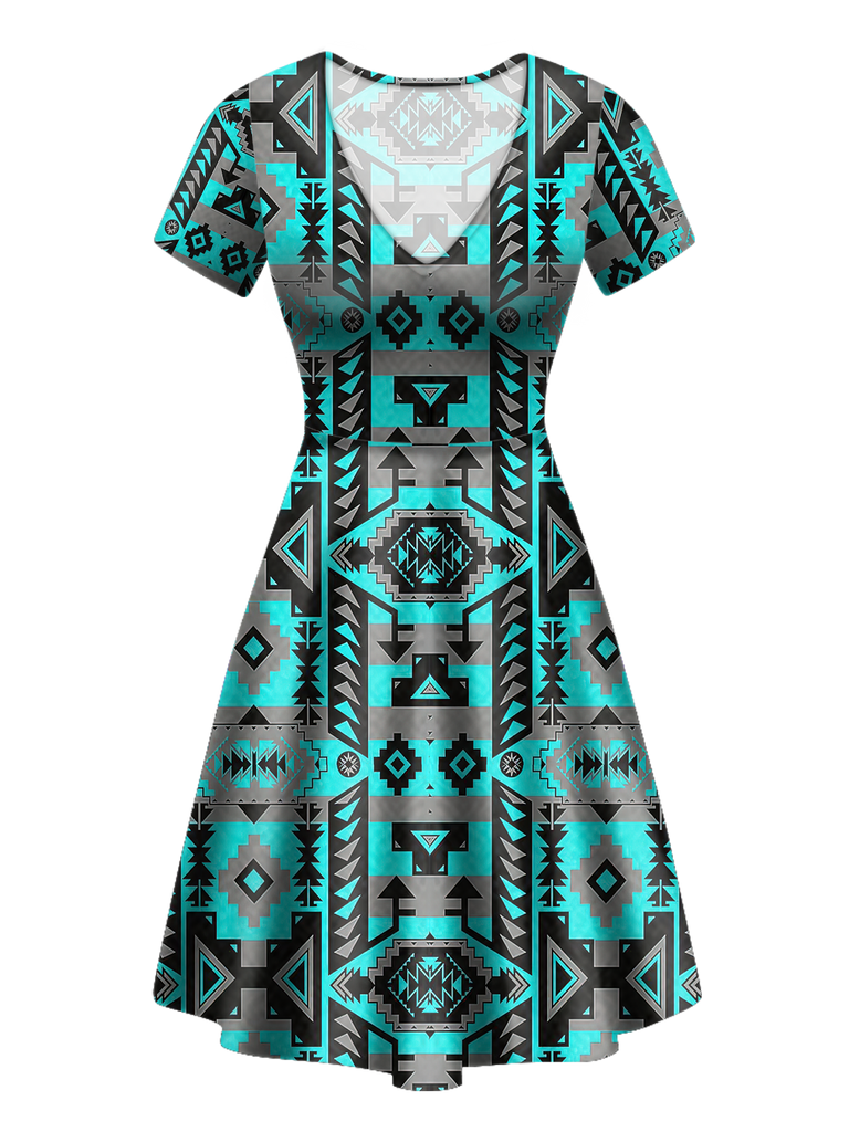 Powwow StoreGBNAT00626 Pattern Native VNeck Dress