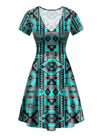 Powwow StoreGBNAT00626 Pattern Native VNeck Dress