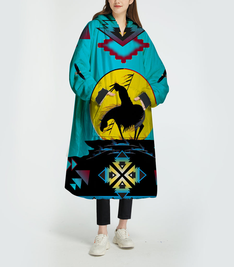 GB-NAT00026 Trail Of Tear Native  3D Sherpa Hoodie Blanket