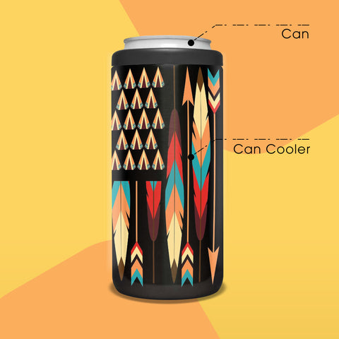 GB-NAT00298 Color Feather Arrows Native American Can Cooler