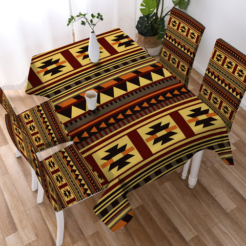 GB-NAT00507  Brown Ethnic Pattern Native Tablecloth