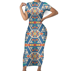 Powwow StoreSBD0004 Pattern Native ShortSleeved Body Dress