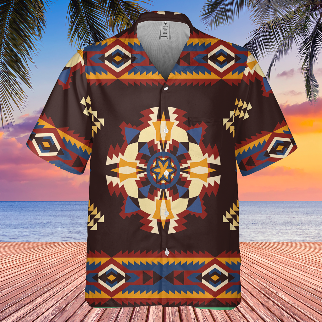 Powwow StoreGBHW00043 Pattern Black Hawaiian Shirt 3D