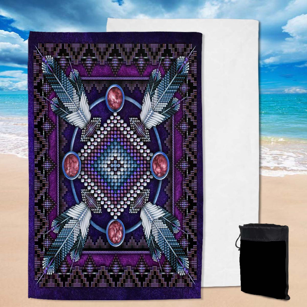 Powwow Store gb nat00023 01 naumaddic arts dark purple native american pool beach towel