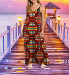 Powwow StoreGBNAT0040202 Tribe Design Native American Maxi Dress
